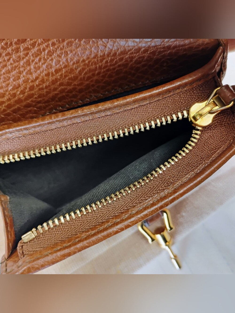 EUC Gucci Denim Monogram Wallet with Brown Leather Trim GHW - Picture 13 of 14